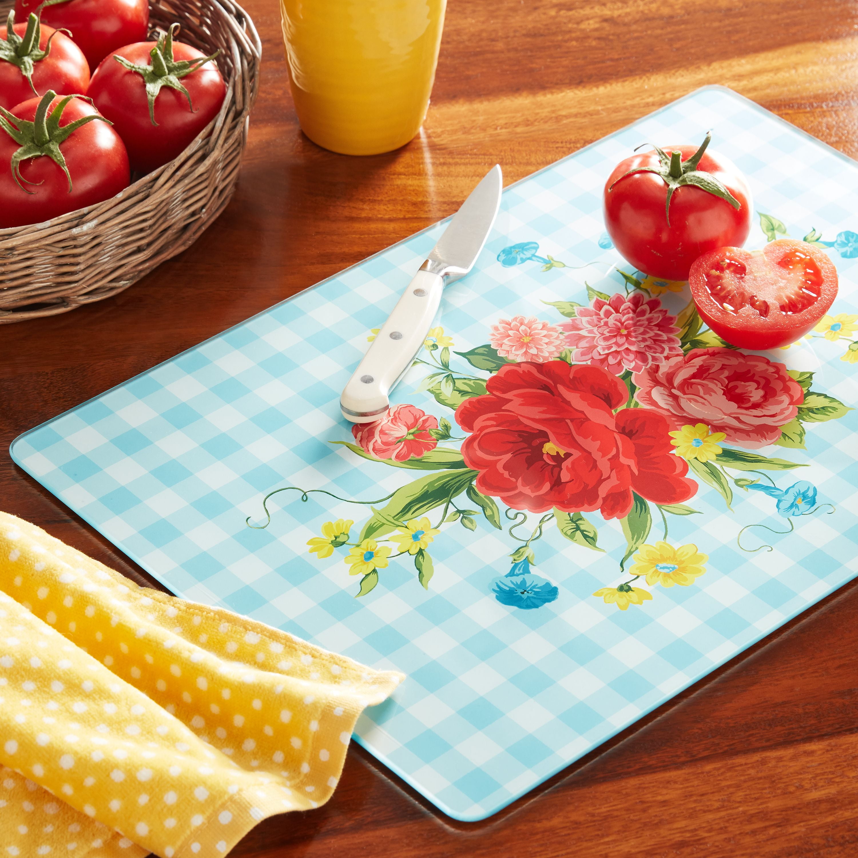 Details about   NEW Pioneer Woman Blooming Bouquet 12x18-Inch Glass Cutting Board Floral 