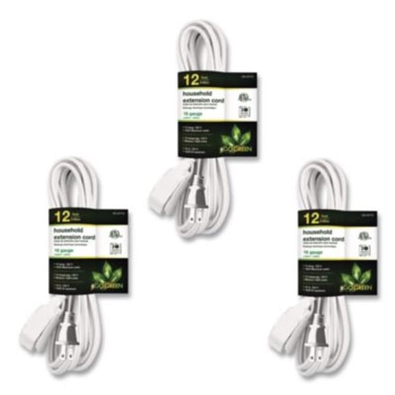 Go Green Power  12 ft. House Extension Cord, White