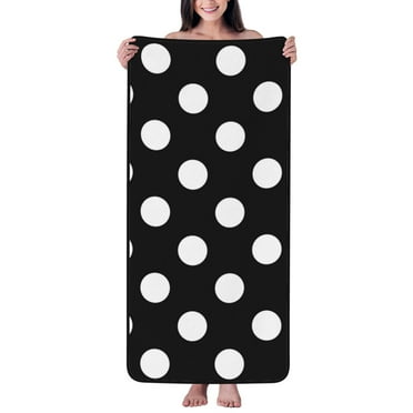 Bath Towels - Highly Absorbent Large Bath Towels, Soft Shower Towels for Bathroom, Black and White Polka Dot Bath Towel Bath Sheets 27 x 55 Inches