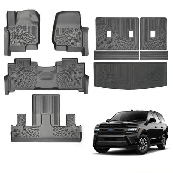 WheelX Floor Mats Fit for 2018-2025 Ford Expedition 7-Seater, TPE All Weather Custom Fit for Expedition with Backrest, Back Seat Protector for Expedition Accessories