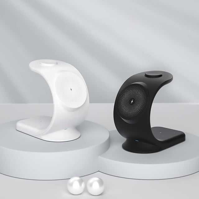 Estación de carga inalámbrica magnética giratoria 3 en 1 | Soporte de cargador de escritorio para teléfono, auriculares Bluetooth, reloj inteligente | Base de carga rápida | Ángulo ajustable |