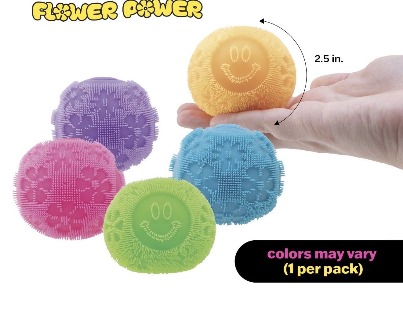 NEW NEE DOH FUZZ BALL FLOWER POWER, 1 RANDOM COLOR CHOSEN, STRESS BALL RELIEVE, SENSORY FIDGET