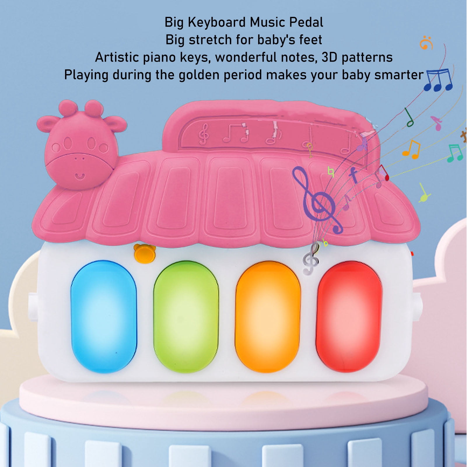 Yajisi Baby Gyms Play Mats Early Education Sensory Development Foot Piano Musical Activity Mat for Babies Toddlers Newborns Pink 28.3 x 15.7 x 18.5 in