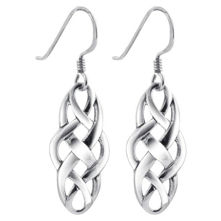Gem Avenue 925 Sterling Silver Celtic Knot French Hook Dangle Earrings