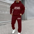 thumbnail image 5 of Aihuaihua Jesus Sweat Suits for Men Christian Letter Print Fall Winter Outfit Religious Pullover Hoodie Sweatshirt and Jogger Trackpant Tracksuit 2 Pieces Set Red XL, 5 of 5