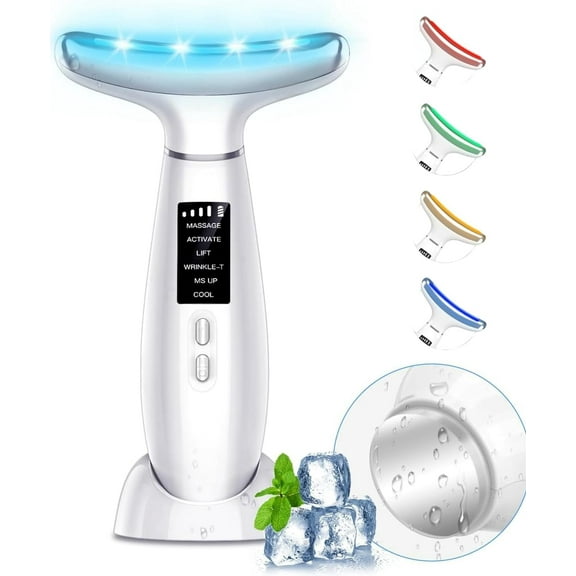 Facial and Neck Beauty Device, Skin Care Face Massager, Multifunctional 6 in 1 Light Therapy Face Sculpting Tool with Vibration, Thermal, Cooling, Microcurrent for Skin Care Routine at Home