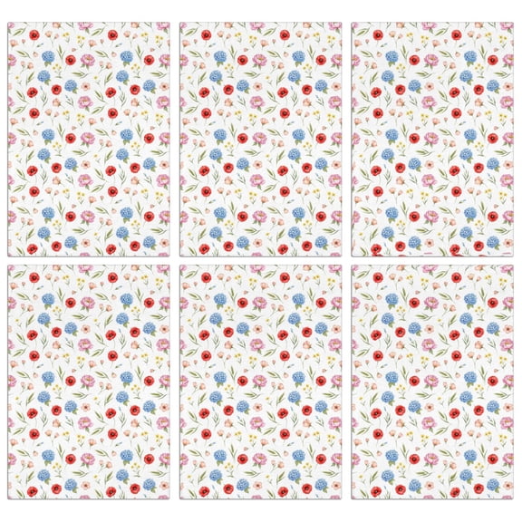 6 Pcs Pioneer Flower Floral Print Pattern Kitchen Towels, Funny Microfiber Dish Towel Set, 18" X 26" Tea Towels