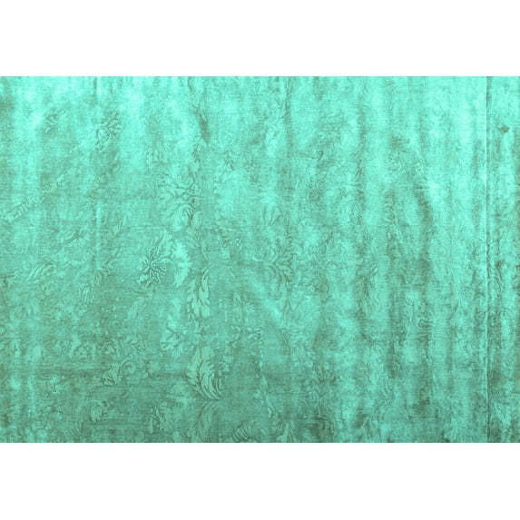 Ahgly Company Machine Washable Indoor Rectangle Solid Turquoise Blue Modern Area Rugs, 5' x 8'