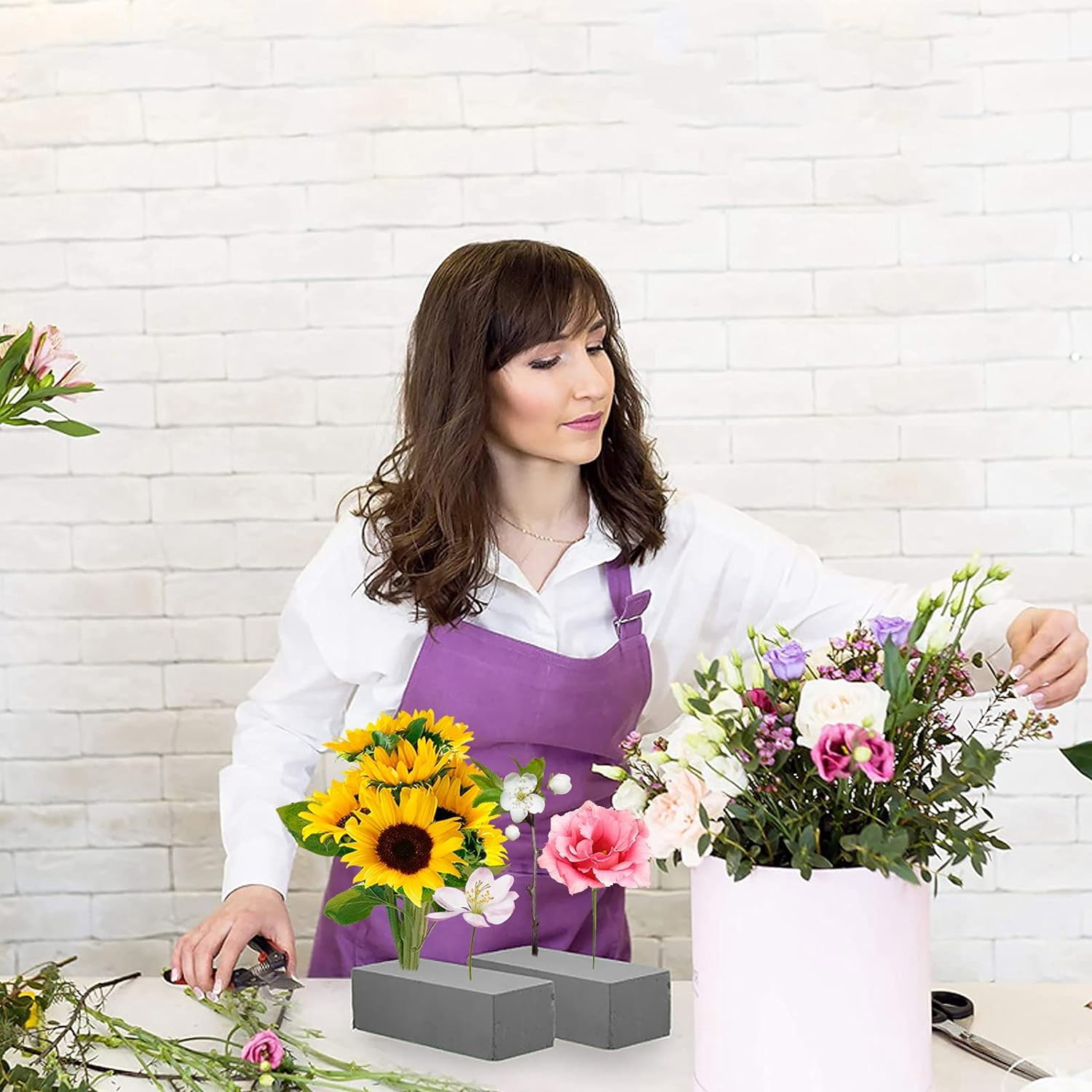 Flower Foam,4Pcs Dry Floral Foam for Artificial Flowers,Flower Sponge Foam for Flowers at Weddings & Funerals, Gray Florist Foam Blocks,Dry Floral Foam & flower arranging supplies