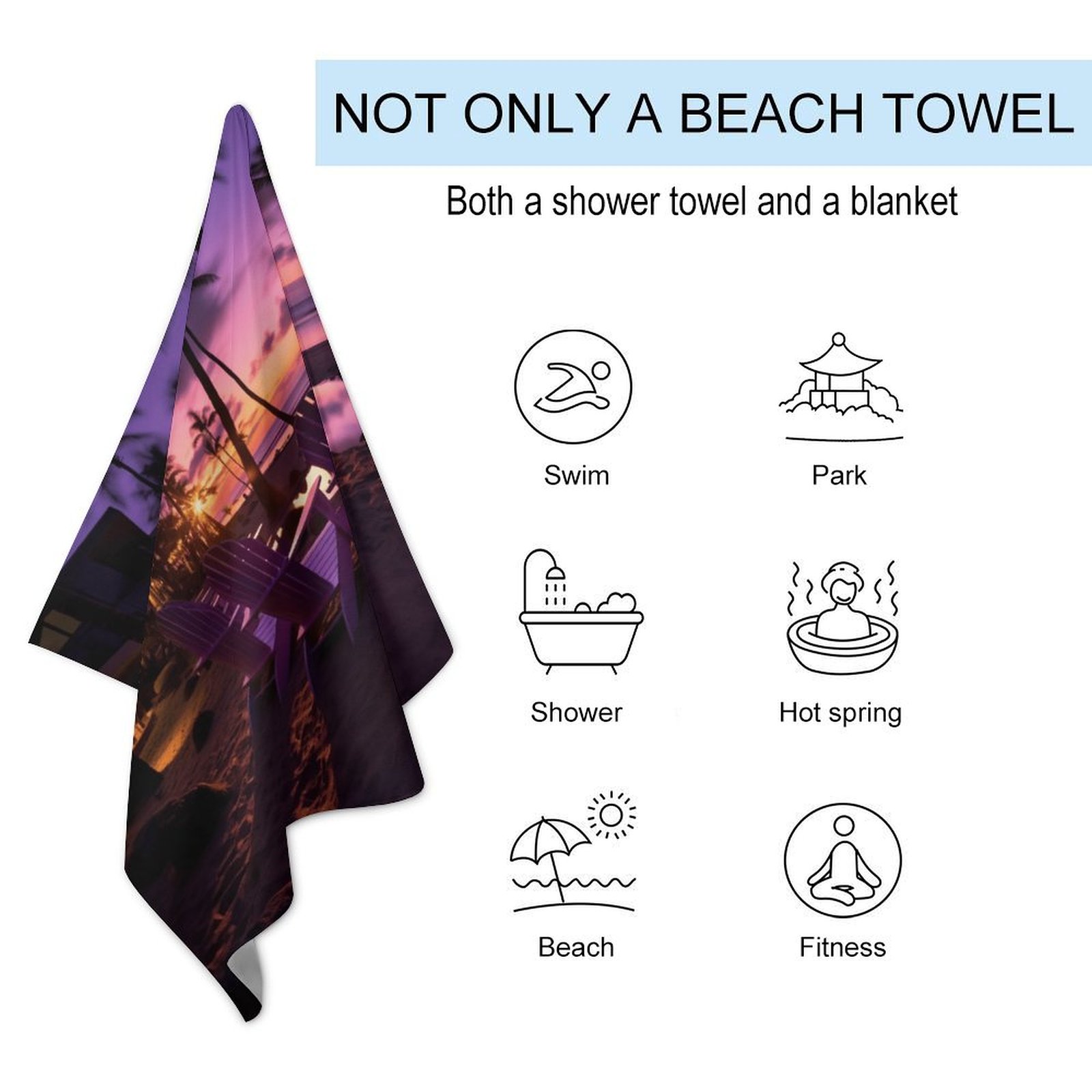 Hawaii Microfiber Lightweight Beach Towel Quick Dry Absorbent Thin Towels for Swimming Pool Camping Beach Easy for Vacation Essentials