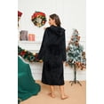 thumbnail image 4 of HEARTNICE Womens Hooded Fleece Robe, Long Fluffy Thick Warm Plush Bathrobe,(Black,L-XL), 4 of 5
