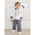 thumbnail image 6 of RUINIXCW Kids Chef Costume Halloween Costume Toddler Baby Boy Career Day Baker Costume Long Sleeve Button Down Top Pants Hat Set Role Play Outfits, 6 of 10