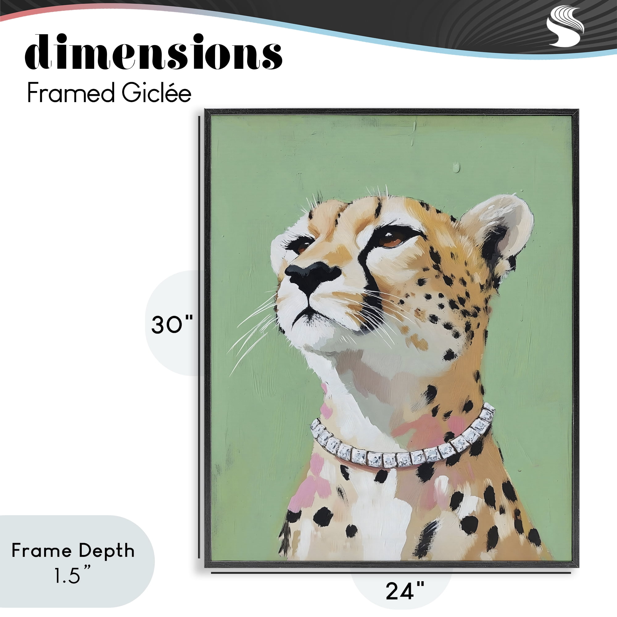 Stupell Industries Glam Cheetah with Jewels Black Framed Giclee Art, design by The Prints Vibe