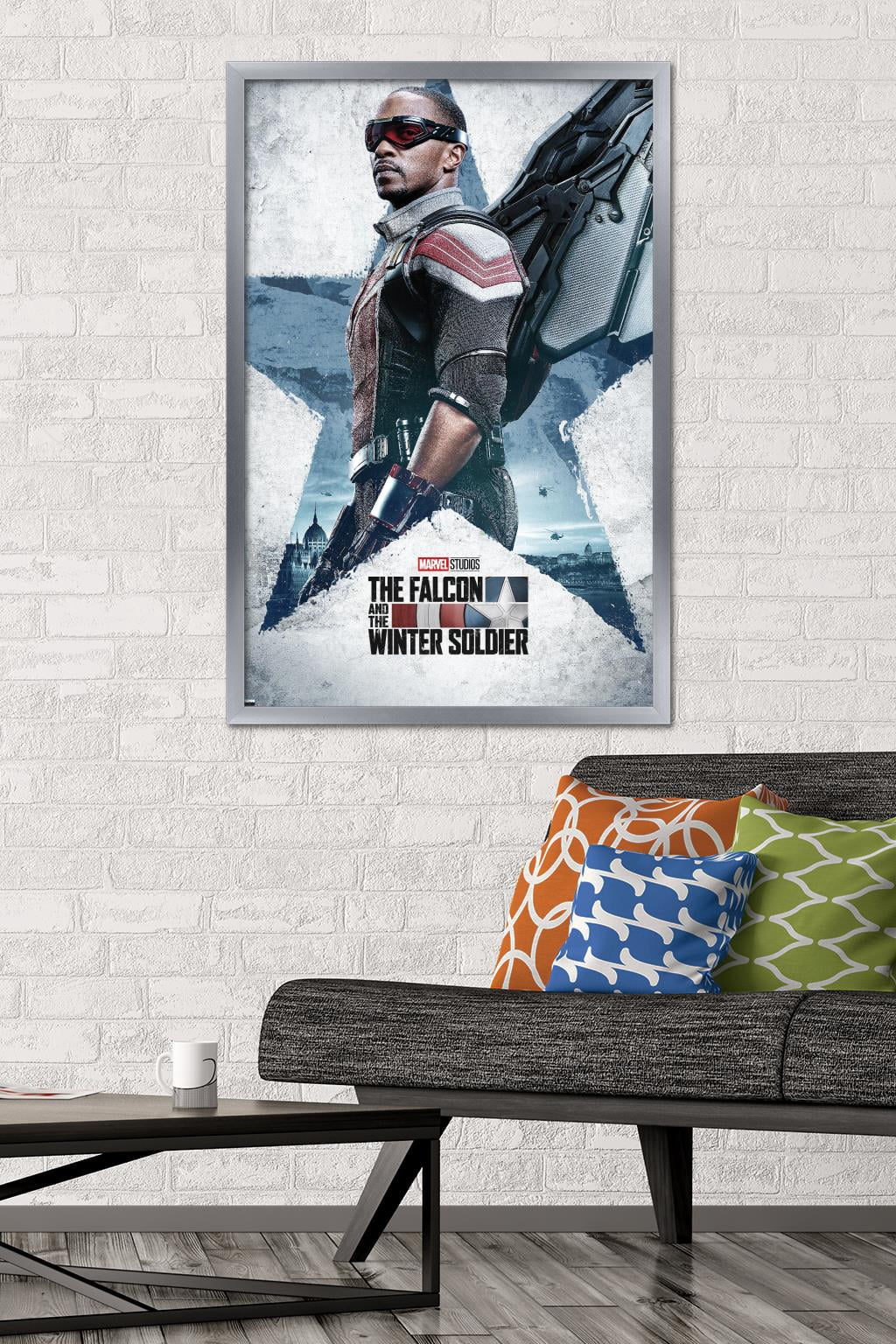 Marvel Falcon and Winter Soldier - Falcon One Sheet Wall Poster, 22.375" x 34", Framed