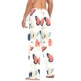 thumbnail image 3 of FORMRS Mens Pajama Pants with Pockets Sleepwear Lounge Bottoms Sizes S-2XL, Beige Butterflies, 3 of 7