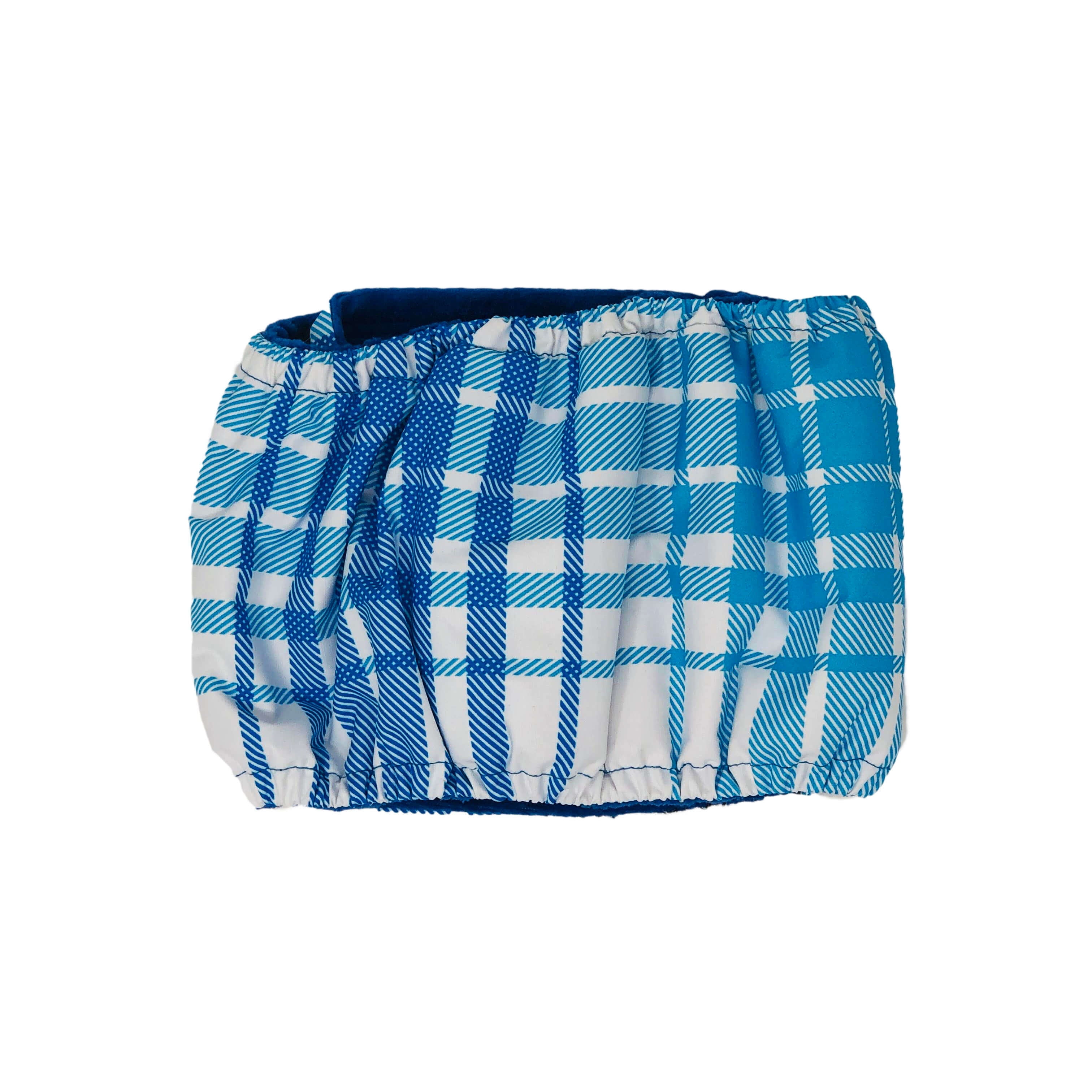 Barkertime Blue Plaid Premium Waterproof Washable Dog Belly Band Male Wrap - Made in USA
