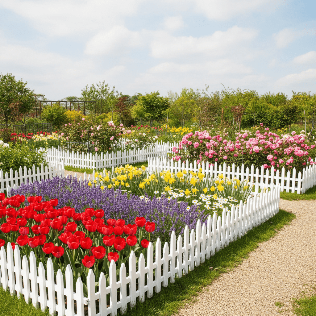 Vinyl Decor Garden Fence Grass Lawn Flower Bed Border White Edging Garden Picket Fence,4 Pack