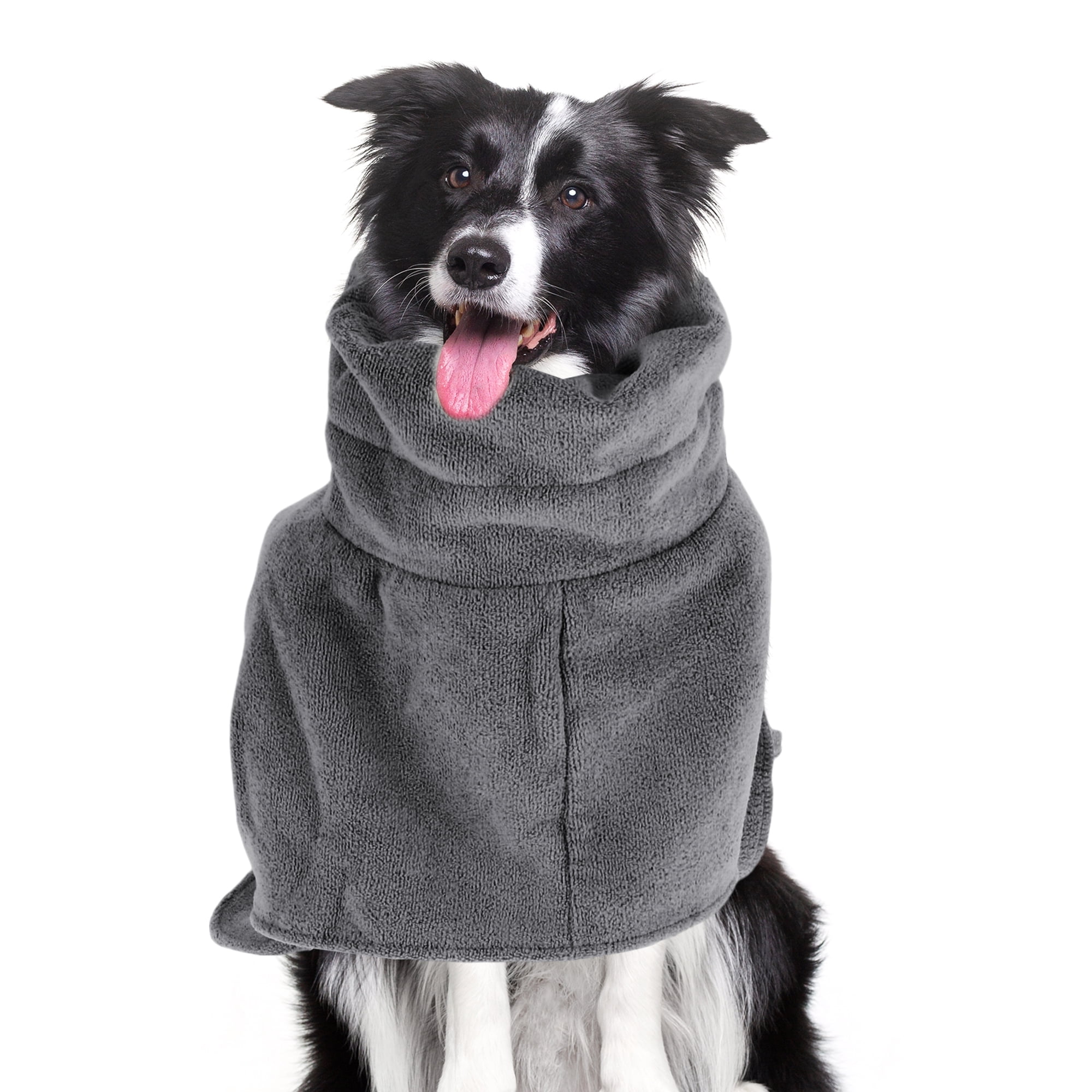 Unique Bargains Dog Bathrobe Drawstring Pet Towel Soft Coat