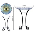 thumbnail image 7 of Outdoor Glass Birdbath Solar Birdbaths with Metal Stand for Lawn Yard Garden Peacock Decor,18” Dia 21.65 Height, 7 of 7