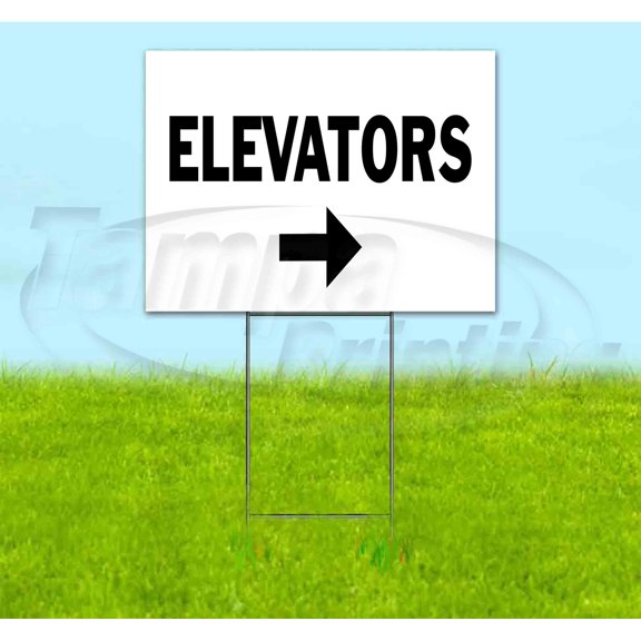 Elevators Right (18" x 24") Yard Sign, Includes Metal Step Stake