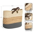 thumbnail image 6 of Kate and Laurel Hermosa Transitional Woven Storage Basket with Handles, 16 x 11 x 14, Natural and Gray, Braided Rounded Basket for Use as Living Room Blanket Basket or Small Laundry Basket, 6 of 9