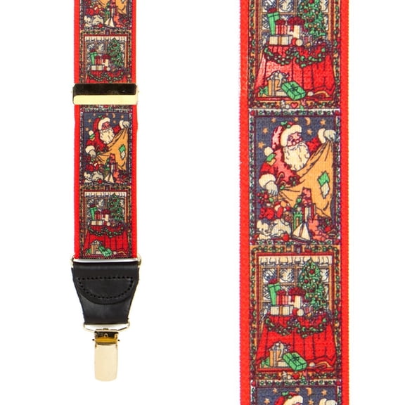 SuspenderStore Kris Kringle Christmas Suspenders - 1.5-Inch Wide Elastic - Clip - 4 Sizes Including Big & Tall