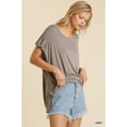 thumbnail image 1 of Short Sheer Dolman Sleeve Scoop Neck Top With Side Slit, 1 of 10