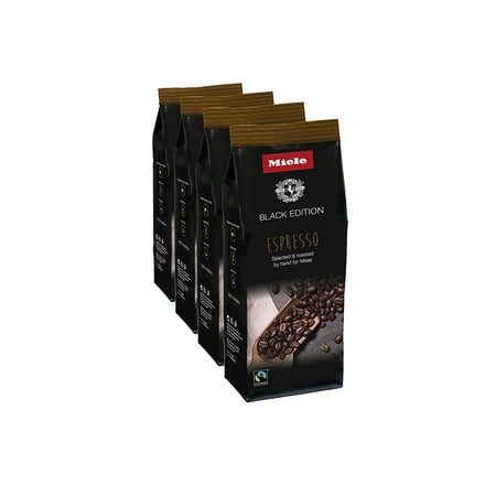 Miele Black Edition Espresso Hand-Selected & Hand-Roasted Whole Coffee Beans - USDA Organic, Fair Trade Certified - 8.8 oz (250g), 4 Pack