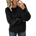 thumbnail image 2 of Harpily Sweaters for Women Crew Neck Long Sleeve Shirts 3D Textured Cable Knit Lightweight Soft Womens Knitted Pullover for Fall Outfits, 2 of 4