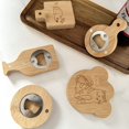 thumbnail image 2 of Abridor de botellas magnético creativo, lindo abridor de botellas de cerveza para el hogar con calcomanía de dibujos animados, logotipo grabable de madera maciza, 2 of 6