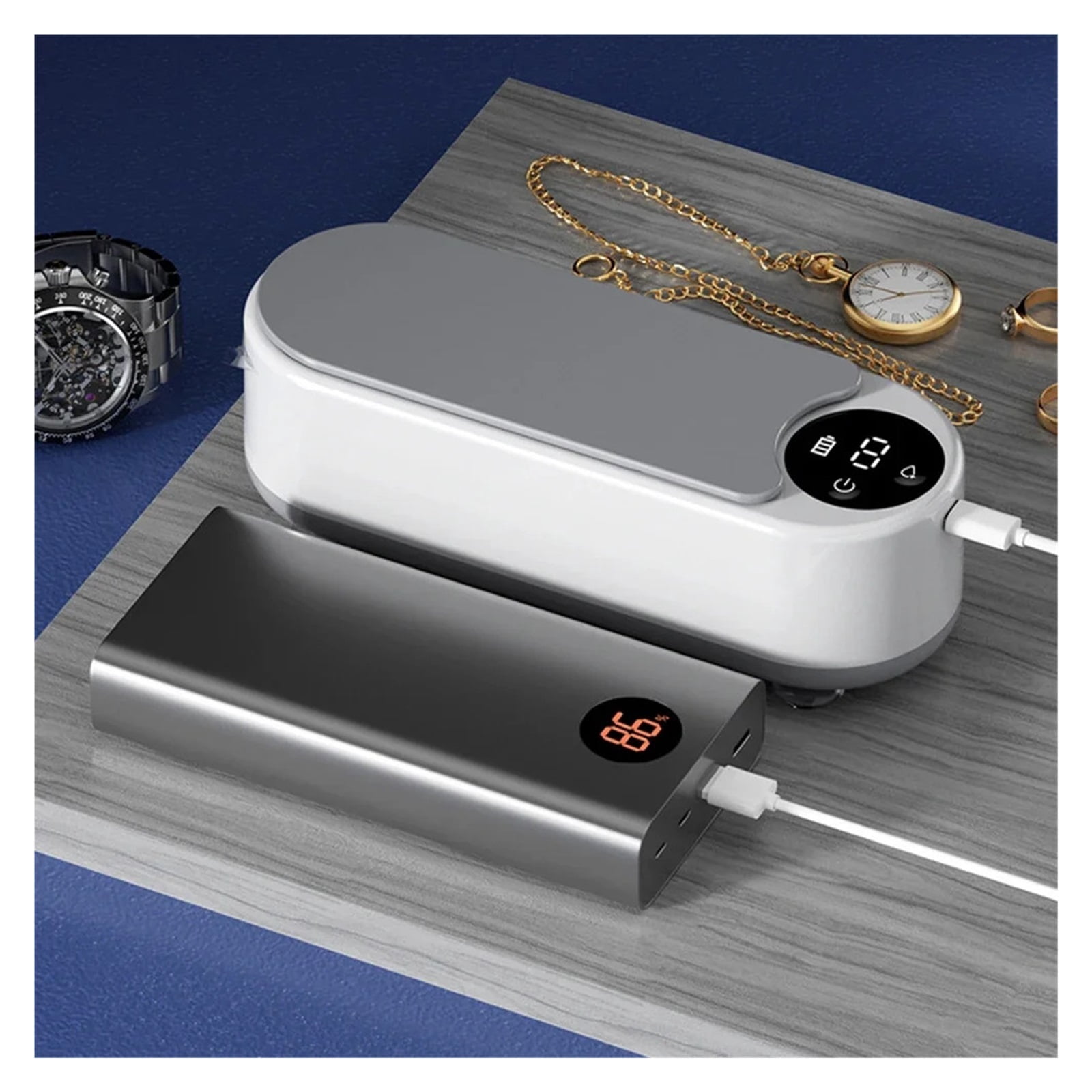 Ultrasonic Jewelry Cleaner Machine Portable Glasses Cleaner Eyeglass Washing Tool USB Rechargeable for Retainer Eyeglass Watches