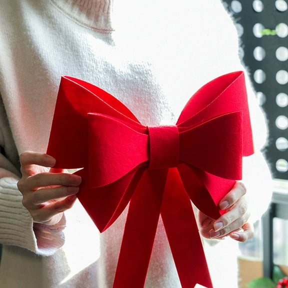Moluckfu Large Red Felt Bow for Christmas Decor Elegant Bowknot Design Versatile Decoration for Home Cars 2 Pieces