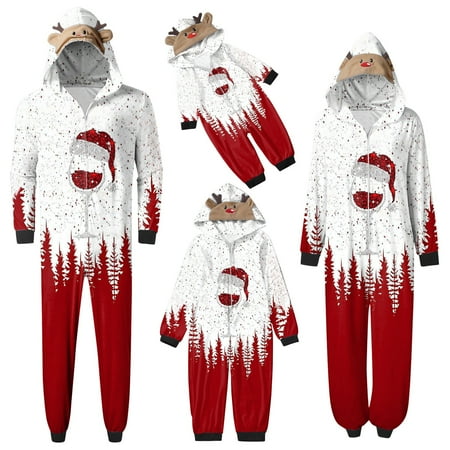 

Daznico Christmas Pjs for Family Baby Jumpsuit for Christmas Family Pajamas Cute Big Headed Deer Glasses Print Plaid Long Sleeve Romper Sleepwear Family Outfit Matching Pjs(Size:Baby: 18M)
