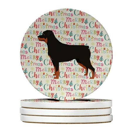 

Rottweiler Merry Christmas Large Sandstone Coasters Pack of 4 4 in x 4 in