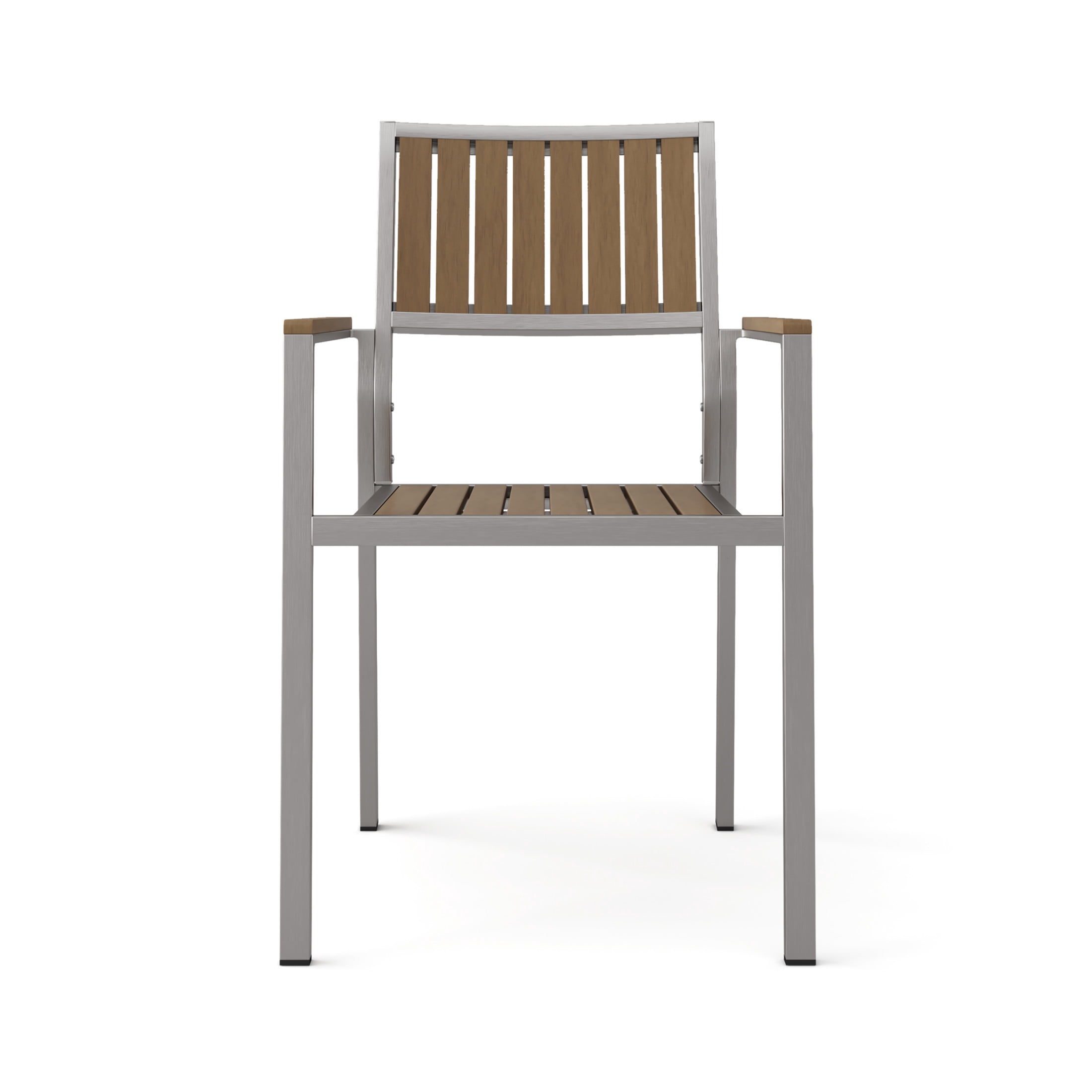Modern Outdoor Dining Chairs with Faux Wood and Aluminum Frame, Set of 2