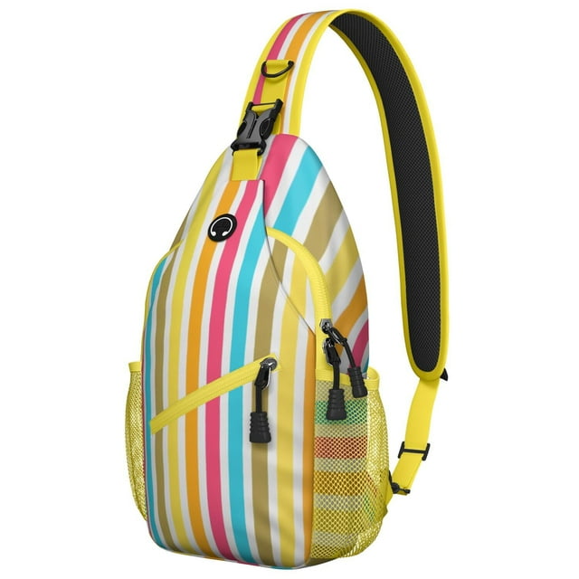 Geometric Rainbow Gradient Sling Bag Watercolor Abstract Design Chest Bag Versatile Wear Travel-Ready Backpack for Hiking, Climbing, Daily Commuting