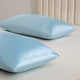thumbnail image 4 of Funda de almohada de seda sintética para cabello y piel. Juego de 2 fundas de almohada de seda sintética de 50 x 66 cm con cierre de sobre. Ideal para mujeres y hombres., 4 of 9