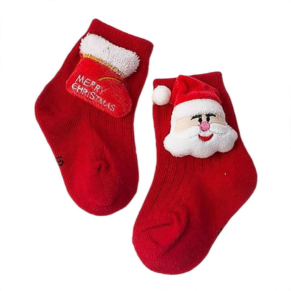 Ketyyh-chn99 Baby Socks Fashion Christmas Stockings Toddler Socks Ankle Baby Kids Little Girl Boy Socks Red,M