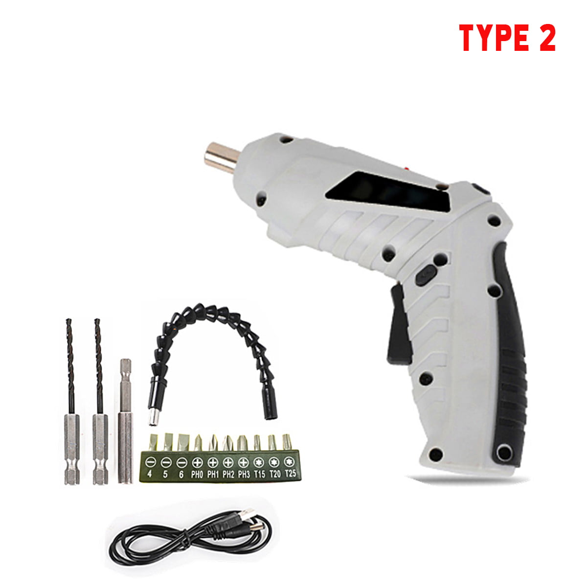USB Mini Rechargeable Cordless Electric Screwdriver Drill LED Power Tool