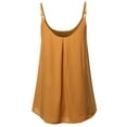 thumbnail image 3 of A2Y Women's Relaxed Fit Wool Dobby Woven Double Layer Spaghetti Cami Pleated Top Ash Mustard M, 3 of 6
