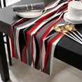thumbnail image 3 of Red Stripe Cotton Linen Table Runner 13 x 70 inch Grey Moire Ombre Geometric Modern Abstract Non-slip Rectangular Dining Table Decor for Wedding Party Holiday Dinner, 3 of 8