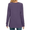 thumbnail image 5 of UVN Pleated Womens Blouses Crewneck Long Sleeve Shirts Casual Dressy Tunic Tops, 5 of 8