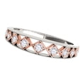 thumbnail image 3 of Mauli Jewels Rings for Women 0.10 Carat Two-Tone Diamond Wedding Band 4-prong 14K Solid Rose & White Gold, 3 of 7