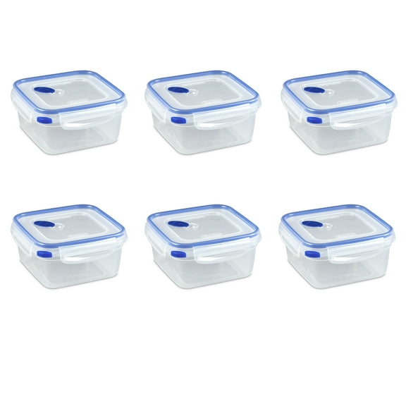 Sterilite Ultra•Seal™ 5.7 Cup Square, Latching Food Storage Container, Airtight Watertight Seal, Blue, 6 Count