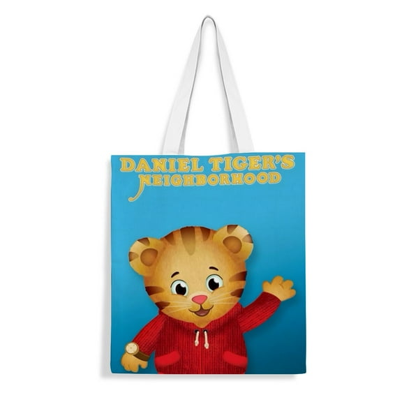 Daniel Tiger's Neighborhood-theme canvas Tote Bag for Women Aesthetic Shopping Grocery Reusable Bags with Inner Zipper Women Gift 13.8 x 15.8 inches（35x40cm）
