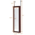 thumbnail image 3 of Patiojoy Wall Door Mounted Mirrored Jewelry Cabinet Standing Vanity Storage Box Coffee, 3 of 7