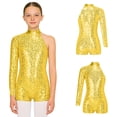thumbnail image 3 of Aislor Girls Shiny Leotard Gymnastic Jumpsuits Ballet Dance Unitard Biketard Bodysuits Ballroom Dancewear Gold 16, 3 of 7