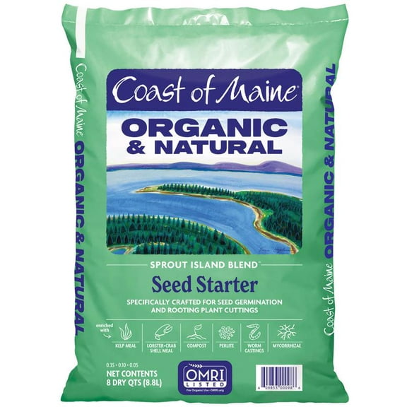Coast of Maine Organic Sprout Island Seed Starter Mix – 8 qt – Natural Soil for Germination & Rooting