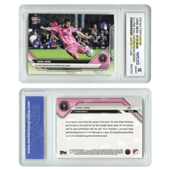 2025 Topps MLS Card #28 LIONEL MESSI Miami Goal Contributions Leader GEM-MINT 10