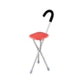 thumbnail image 1 of Silla portátil plegable perfecl con muleta asiento de bastón plegable capacidad de 260kg antideslizante 3 patas cuadrado rojo, 1 of 8